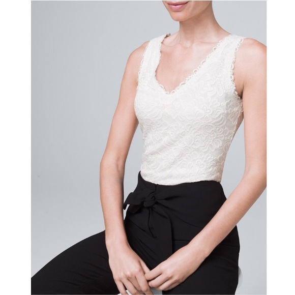 WHBM | Allover Lace Cami Ecru - Picture 1 of 14